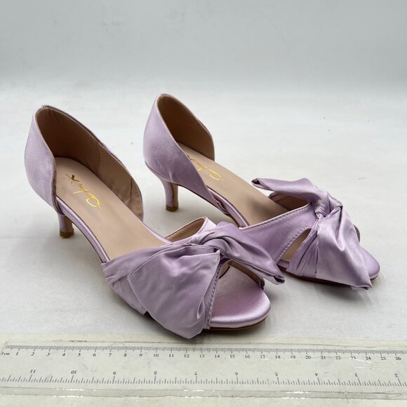 XYD Lavender Low Heel D'Orsay Pumps Peep Toe Slip On Bowknot Sandals Shoes - Picture 4 of 8